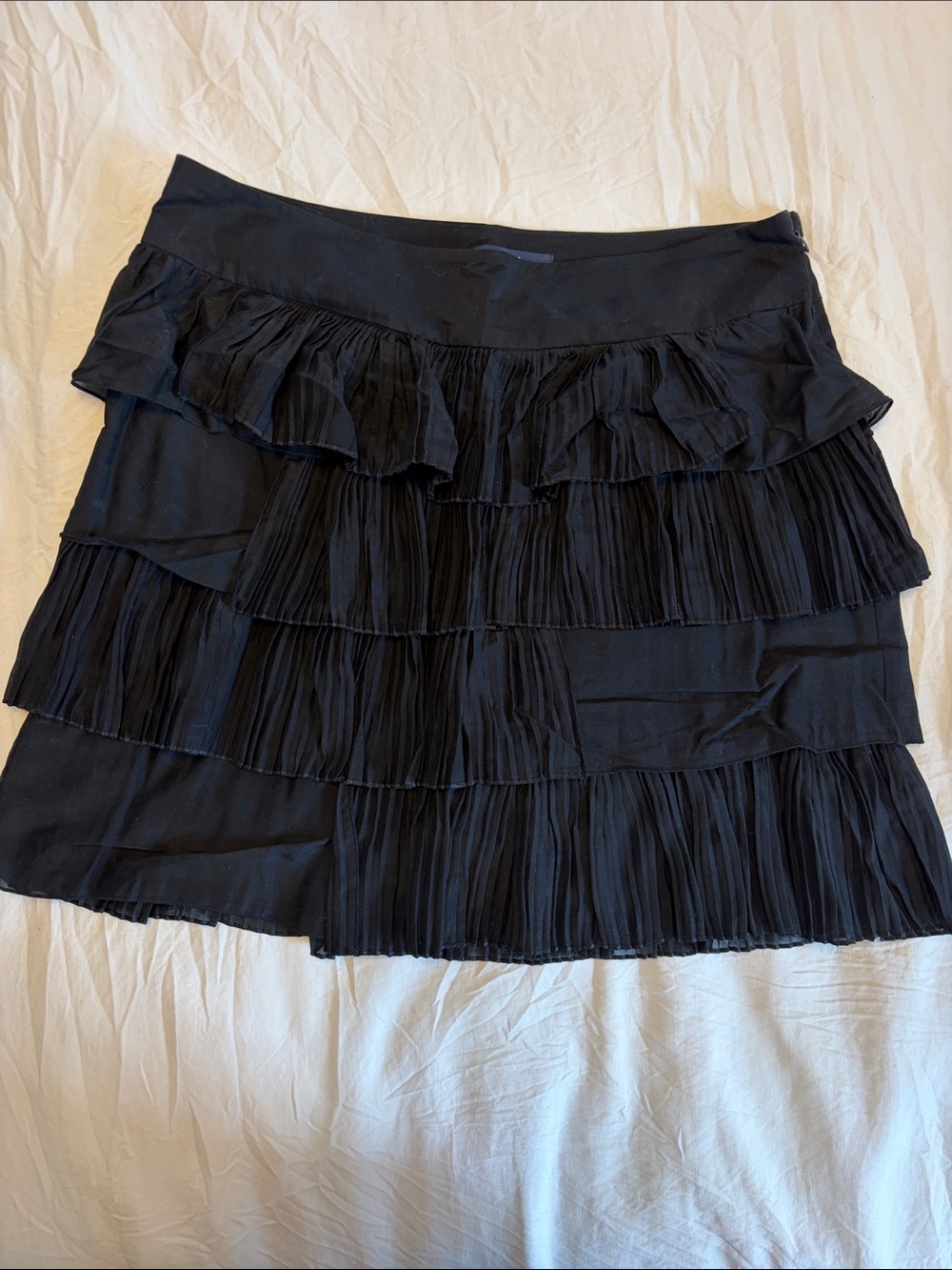 GAP Ladies Silk/Cotton Blend Black Tiered Ruffle Mini Skirt